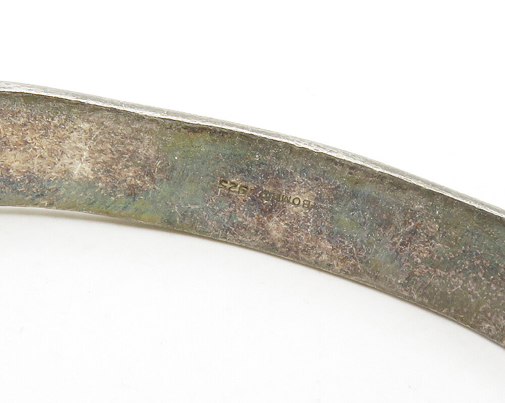 BOMA 925 Sterling Silver  Vintage Amethyst Smooth Hook Bangle Bracelet  BT6736