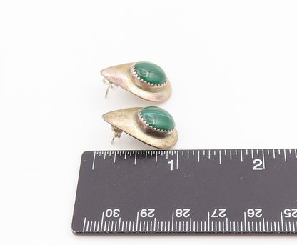 925 Sterling Silver Vintage Earrings MOQUINE NAVAJO Malachite Teardrops  EG13724