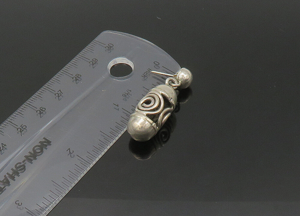 MEXICO 925 Silver  Vintage Spiral Detail Hollow Dangle Earrings  EG10864