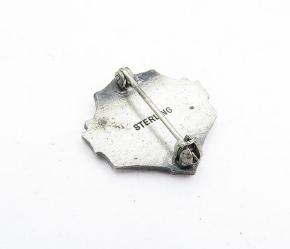 925 Sterling Silver  Vintage Enamel Medical Center Service Brooch Pin  BP2087