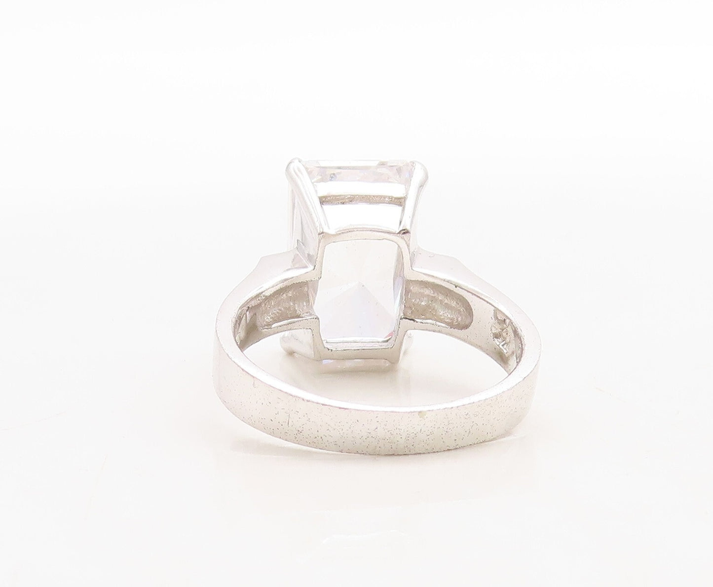 925 Sterling Silver Vintage Ring Minimalist Rectangle Cut CZ  Sz 8  RG31233