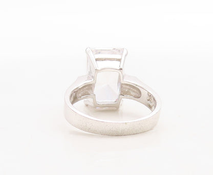 925 Sterling Silver Vintage Ring Minimalist Rectangle Cut CZ  Sz 8  RG31233