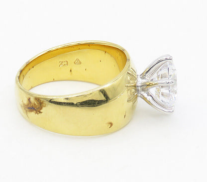 925 Sterling Silver  Cubic Zirconia Gold Plated Solitaire Ring Sz 7  RG15612