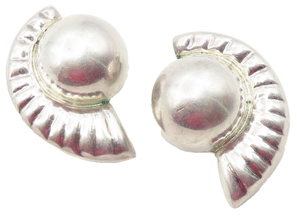 MEXICO 925 Sterling Silver  Vintage Modernist Non Pierce Earrings  EG6120
