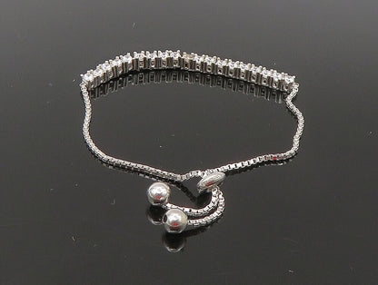 925 Silver  White Cubic Zirconia Adjustable Child Box Chain Bracelet  BT1058