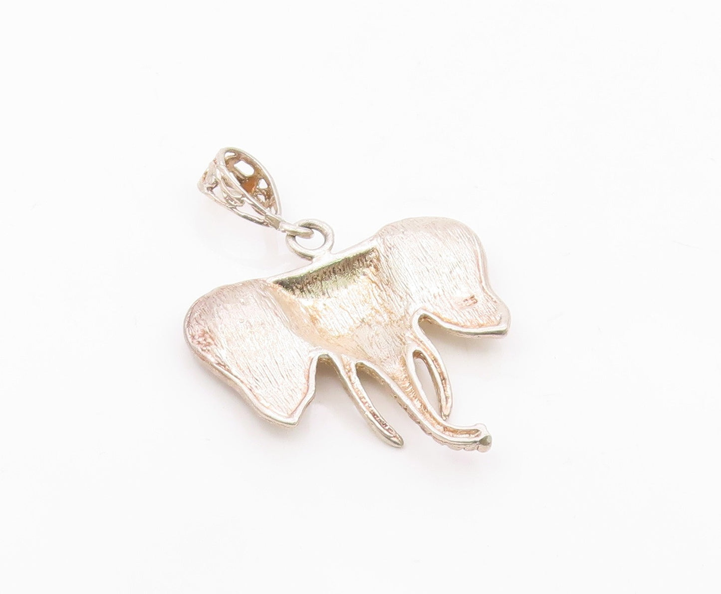 925 Sterling Silver  Vintage Shiny Diamond Cut Elephant Head Pendant  PT10695