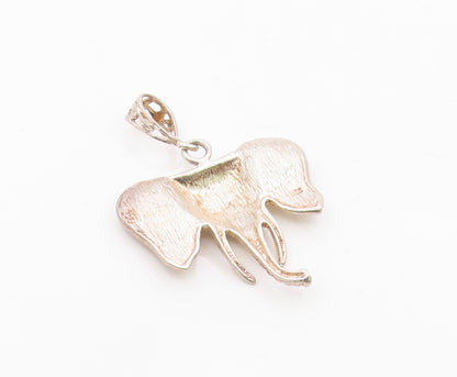 925 Sterling Silver  Vintage Shiny Diamond Cut Elephant Head Pendant  PT10695