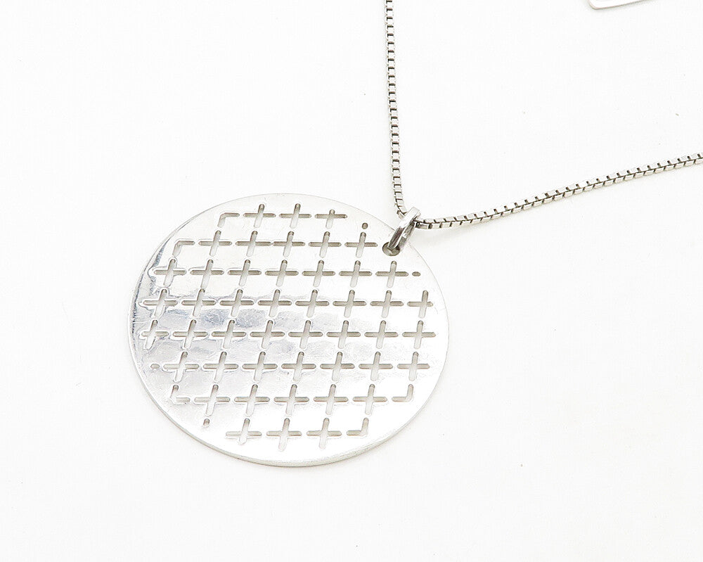 REBECCA 925 Sterling Silver Diamond Shape Pattern Box Chain Necklace  NE3223