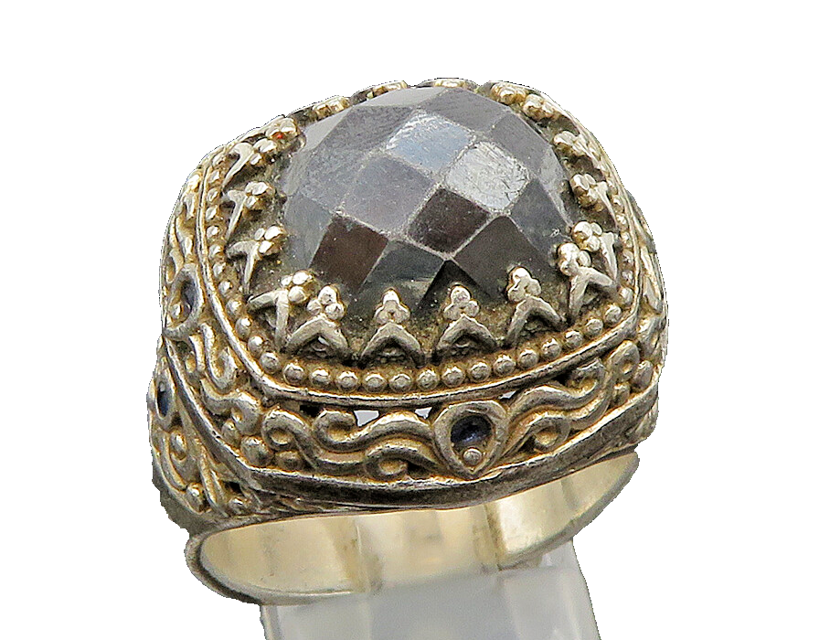 MICHAEL VALITUTTI 925 Silver  Vintage Scroll Spinel Dome Ring Sz 10  RG24468