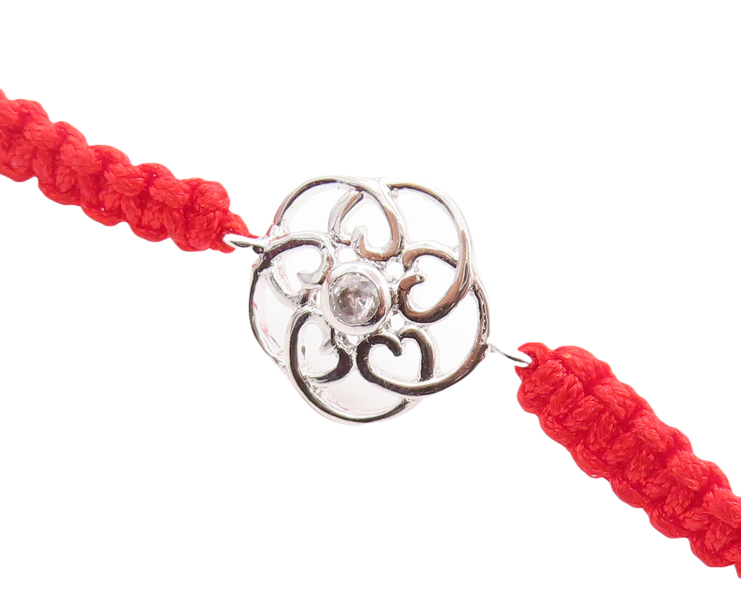 925 Silver  Cubic Zirconia Floral Love Adjustable Friendship Bracelet  BT1020