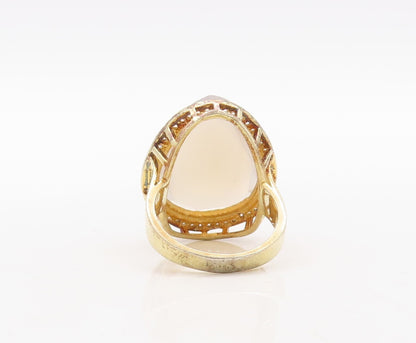 925 Sterling Silver Vintage Ring Gold Plated Gemstone & Topaz  Sz 7  RG31110