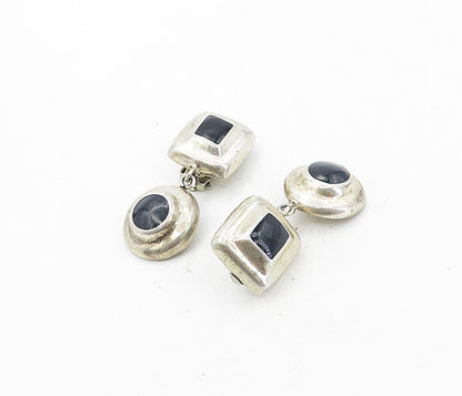 MEXICO 925 Sterling Silver  Vintage Black Onyx Non Pierce Earrings  EG4031
