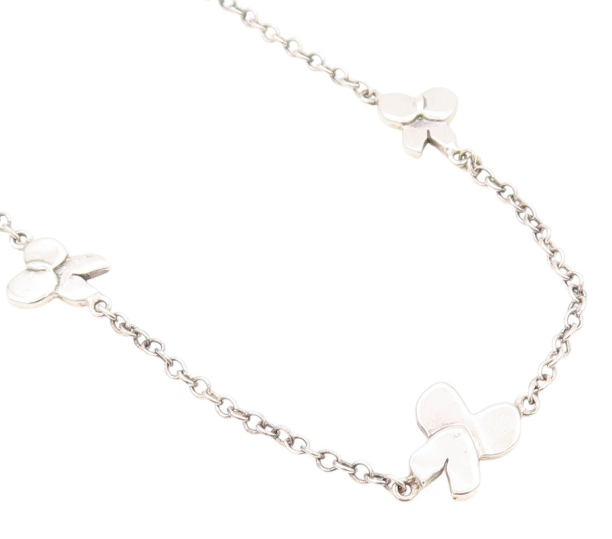 925 Sterling Silver Vintage Necklace Chained Linked Cutout Bows NE4578