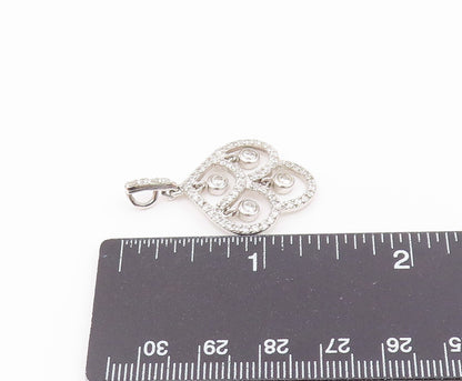 925 Sterling Silver  Vintage Open Swirl White Topaz Drop Pendant  PT20435