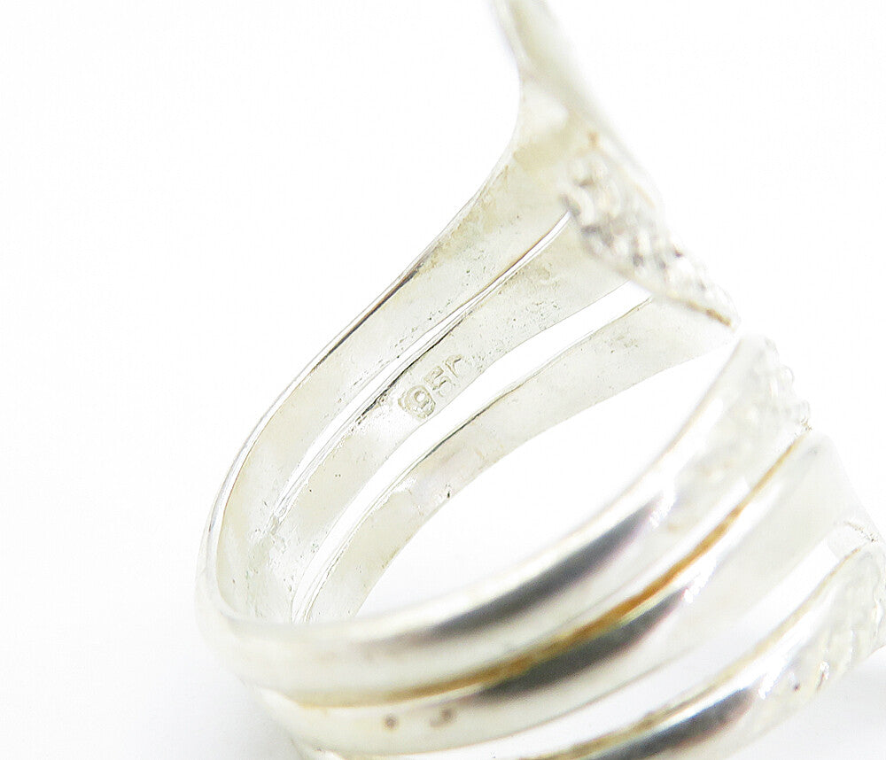 925 Sterling Silver  Vintage Shiny Etched Detail Bypass Band Ring Sz 8  RG6680