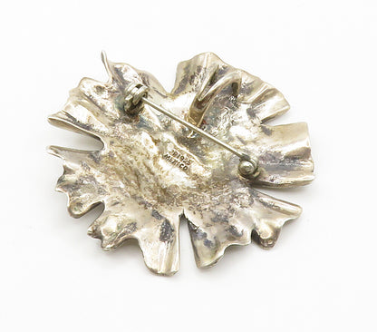 MEXICO 925 Sterling Silver  Vintage Sculpted Flower Motif Brooch Pin  BP5850