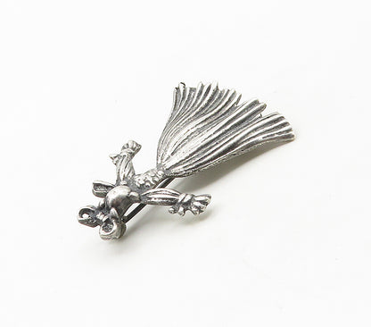 925 Sterling Silver  Vintage Dark Tone Woman In Dress Motif Brooch Pin  BP6551