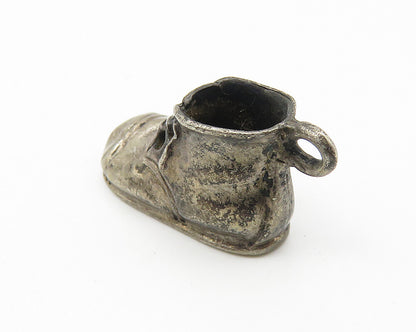 925 Sterling Silver  Vintage Antique Oxidized Laced Shoe Motif Pendant  PT8434