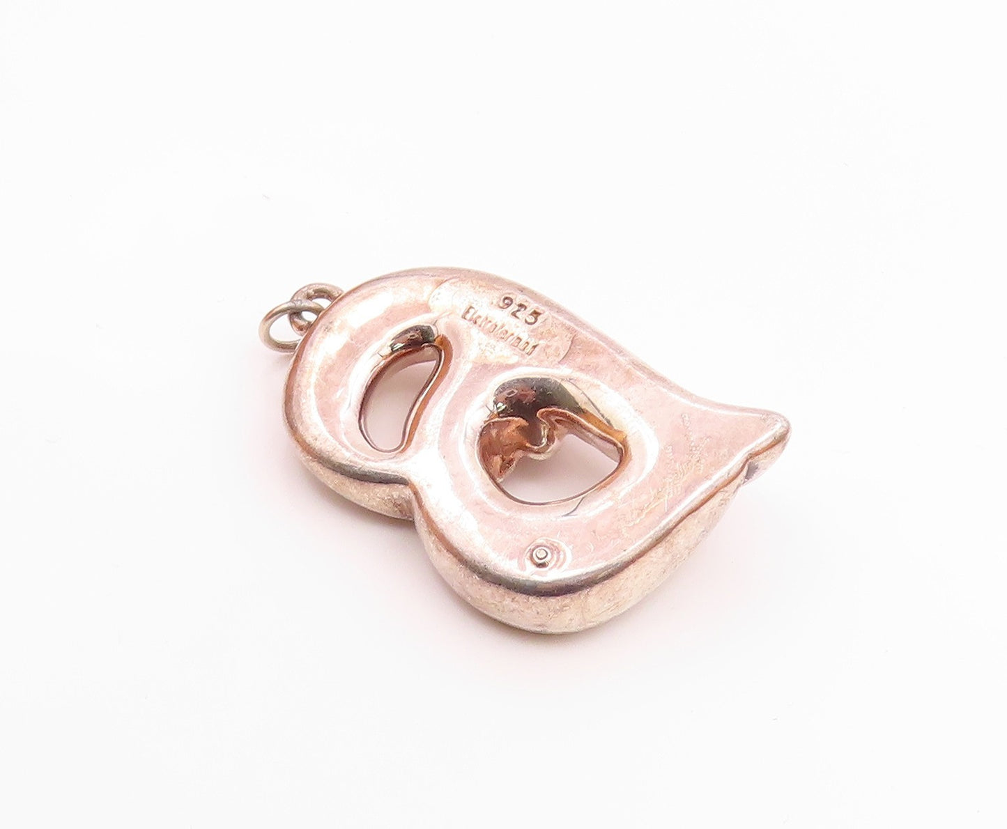 DESIGNER 925 Silver  Vintage Dark Tone Hollow Love Heart Pendant  PT19496