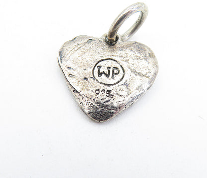 925 Sterling Silver  Vintage Petite Rustic Two Tone Love Heart Pendant  PT4376