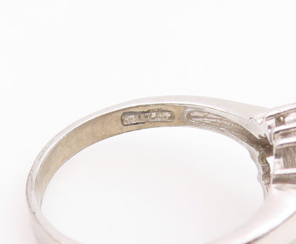 925 Sterling Silver Vintage Ring CZ Elegant Open Love Heart Band  Sz 7  RG35363