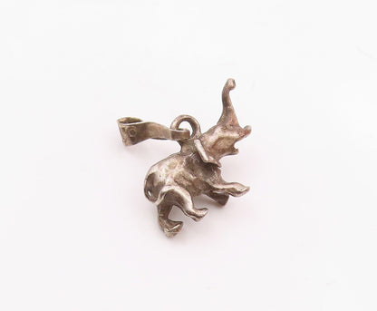 925 Sterling Silver  Vintage Petite Dark Tone Elephant Animal Pendant  PT19530