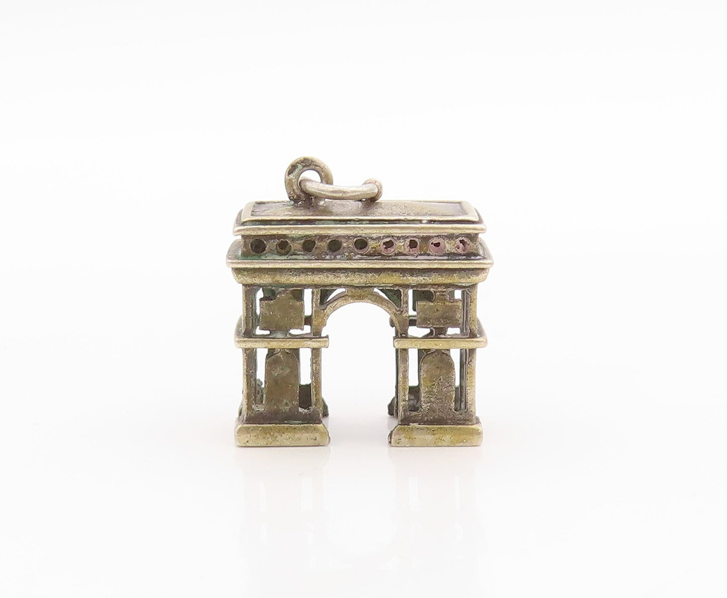 925 Sterling Silver Vintage Pendant Mini Carved Monument Charm  PT23515