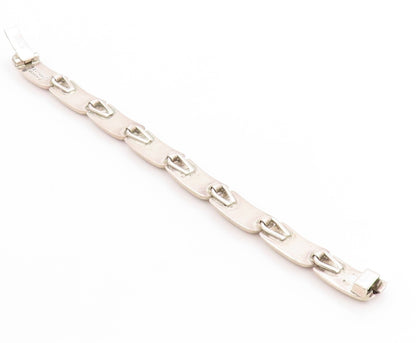925 Sterling Silver Vintage Bracelet MEXICO Rectangular Pebble Beaded  BT11363