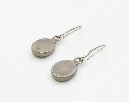 925 Sterling Silver  Vintage Shiny Faceted Topaz Round Dangle Earrings  EG8285