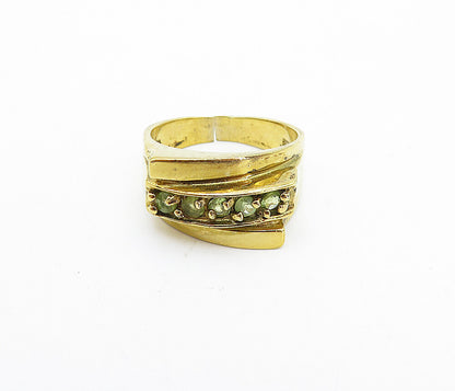 925 Sterling Silver  Vintage Topaz Shiny Gold Plated Band Ring Sz 7.5  RG4441