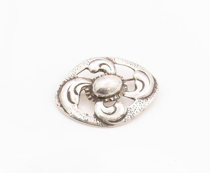 925 Sterling Silver Vintage Brooch Antique Brutalist Cutout Flower  BP11587