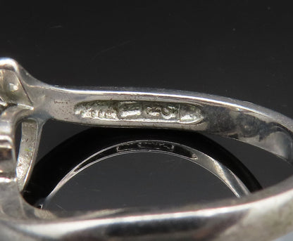 925 Silver   Vintage Cubic Zirconia Love Heart Bypass Ring Sz 7  RG24722