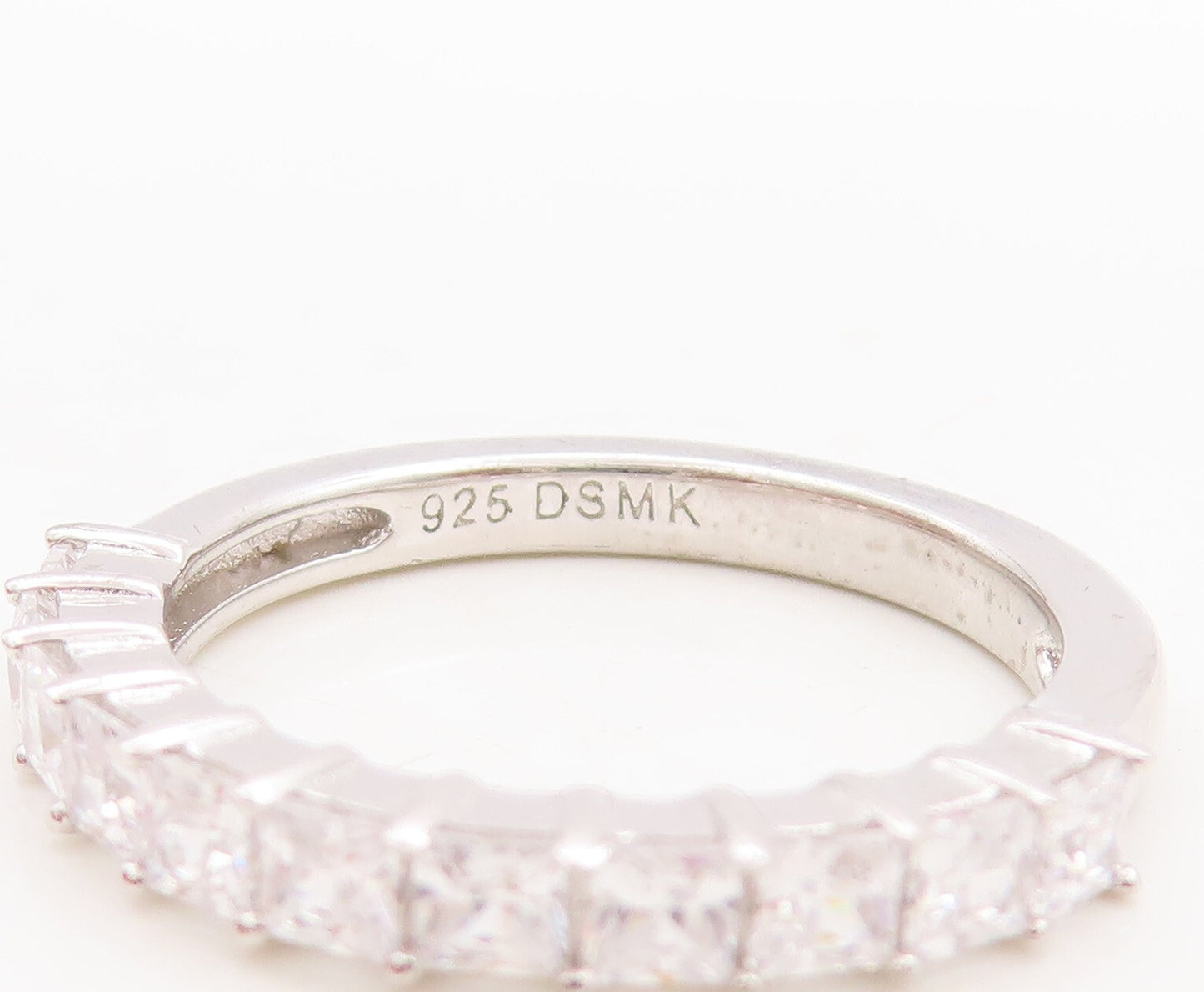 925 Sterling Silver Vintage Ring Minimalist Two Tone CZ Stackable  Sz 7  RG29470
