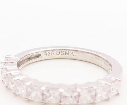 925 Sterling Silver Vintage Ring Minimalist Two Tone CZ Stackable  Sz 7  RG29470