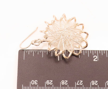 925 Sterling Silver Vintage Handmade Wire Wrapped Star Dangle Earrings EG12411
