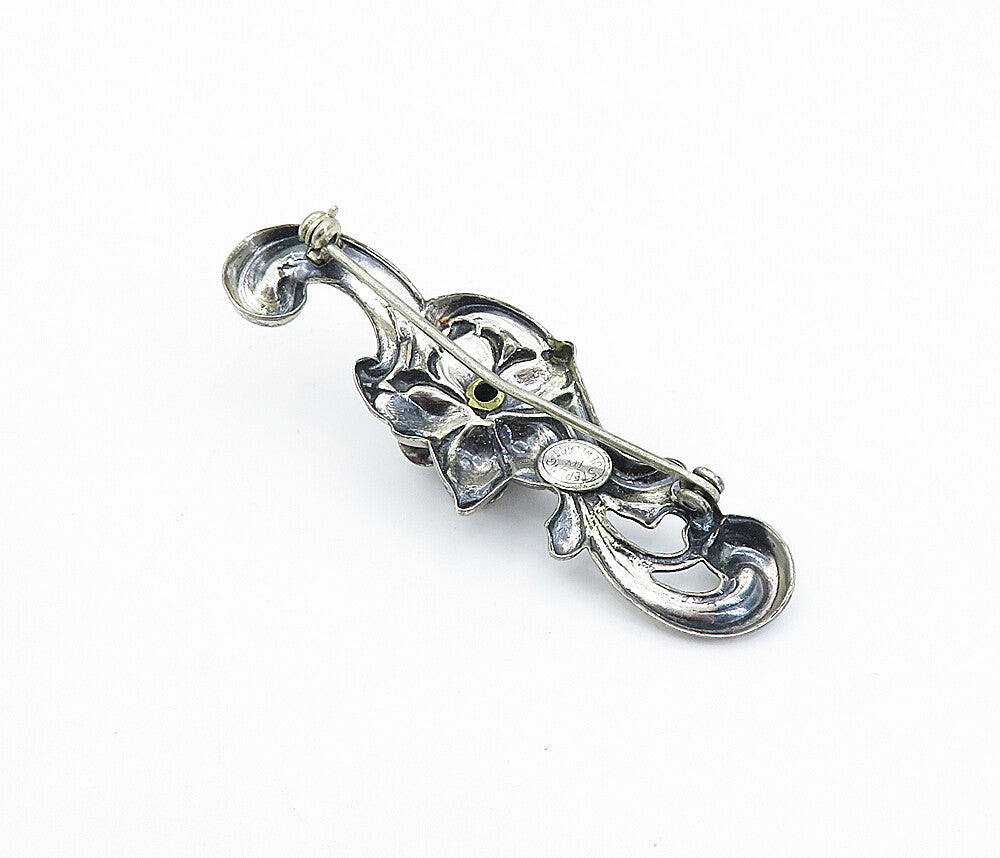 JEWEL ART 925 Sterling Silver  Vintage Sculpted Flower Swirl Brooch Pin BP1379