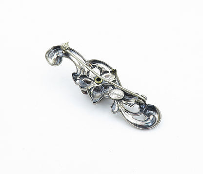 JEWEL ART 925 Sterling Silver  Vintage Sculpted Flower Swirl Brooch Pin BP1379