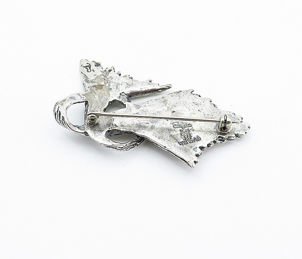 BLACK WILLS 925 Sterling Silver  Vintage Textured Ribbon Brooch Pin  BP2834