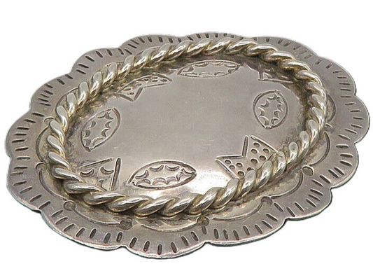 MEXICO 925 Sterling Silver  Vintage Shiny Etched Pattern Brooch Pin  BP4102