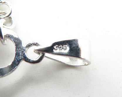 925 Sterling Silver  Pink Cubic Zirconia Love Heart Lock & Key Pendant  PT8086