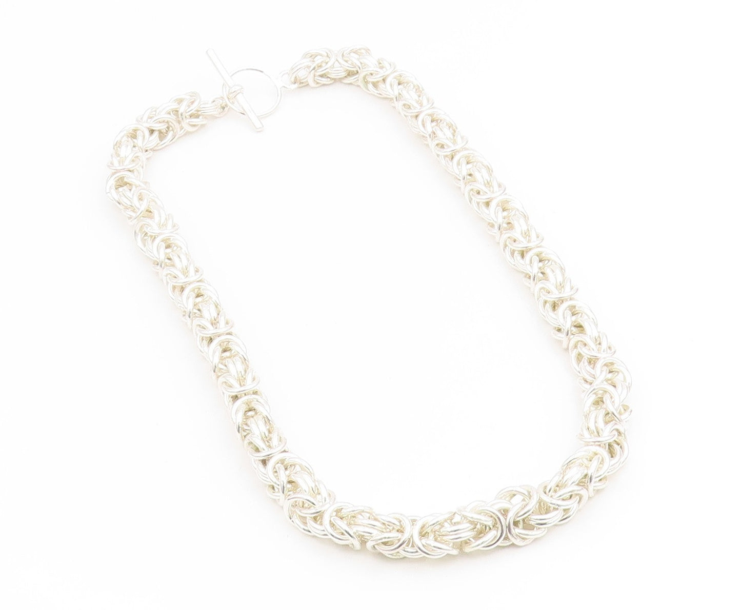 925 Sterling Silver Vintage Necklace Intricate Woven Solid Byzantine Link NE4826