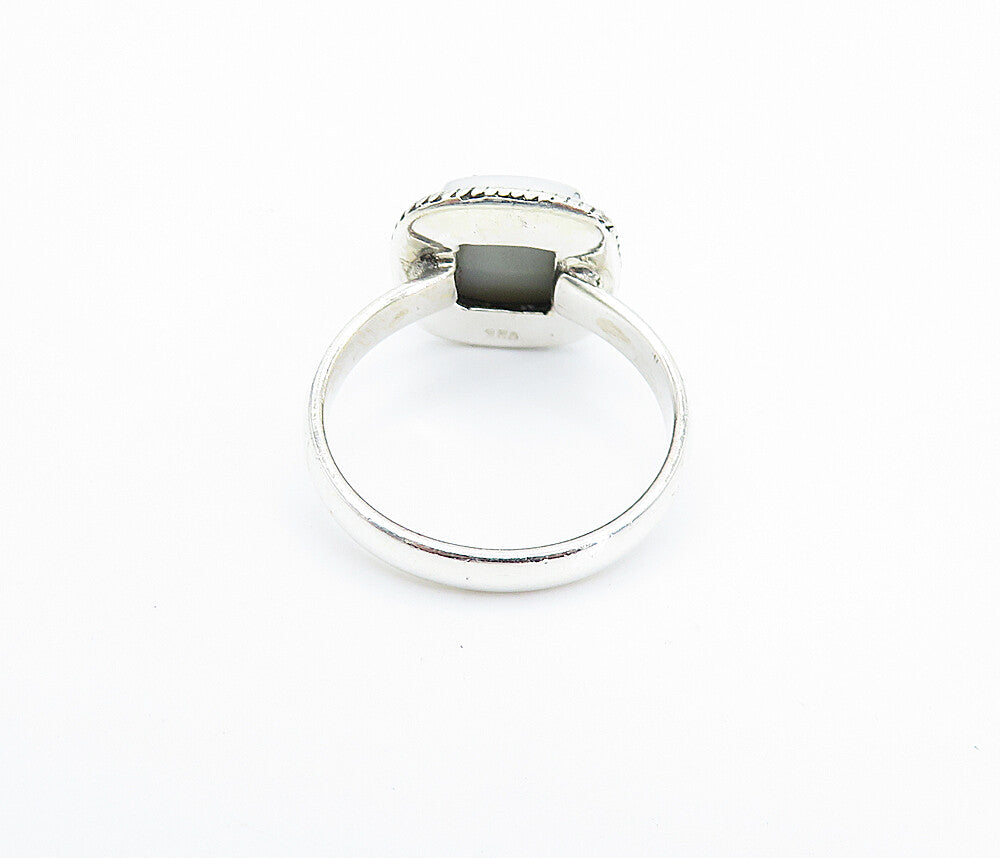 925 Sterling Silver  Druzy Twist Border Shiny Cocktail Ring Sz 8  RG7892