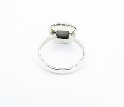925 Sterling Silver  Druzy Twist Border Shiny Cocktail Ring Sz 8  RG7892