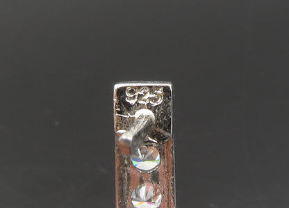 925 Sterling Silver  Vintage Cubic Zirconia Square Hoop Earrings  EG10857