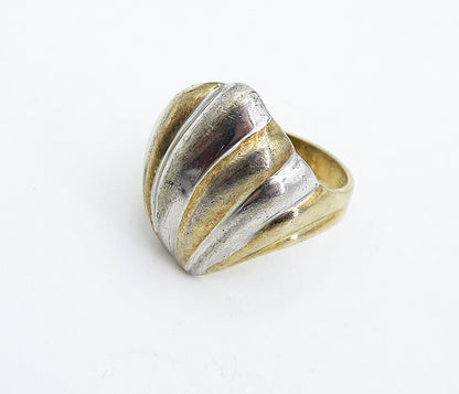 SETA 925 Sterling Silver  Vintage Two Tone Fluted Band Ring Sz 10  RG4851
