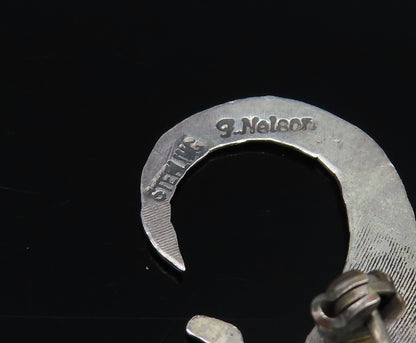 NELSON NAVAJO 925 Silver  Vintage Minimalist Etched Lizard Brooch Pin  BP9942