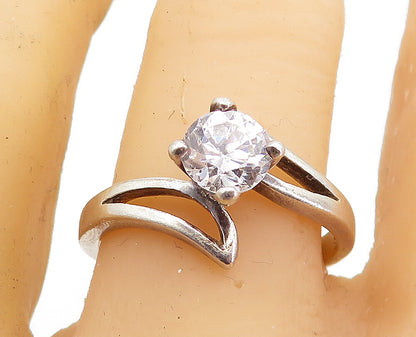 SETA 925 Sterling Silver  Vintage Cubic Zirconia Solitaire Ring Sz 9.5  RG6082