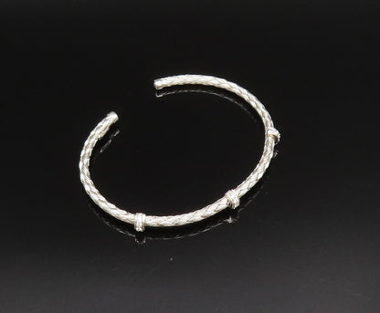 DYADEMA 925 Silver  Vintage Topaz Accent Basket Weave Cuff Bracelet  BT9638