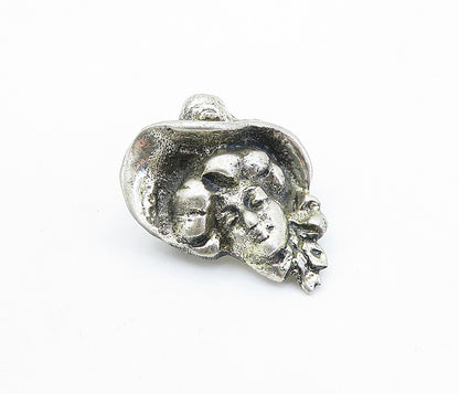 925 Sterling Silver  Vintage Antique Sculpted Woman's Face Brooch Pin  BP2263