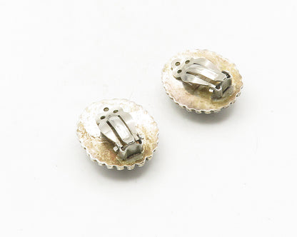 MEXICO 925 Silver  Vintage Cabochon Cut Black Onyx Non Pierce Earrings  EG5272